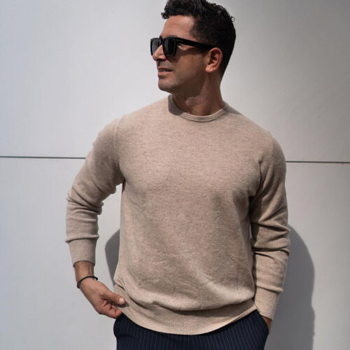 Men's cashmere round neck sweater